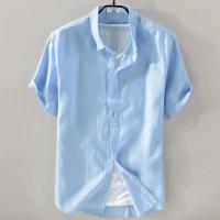 Verano pantalón corto casual manga color sólido simple camisa de hombre versátil clásico tops - details 1