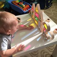 Juguete de madera Montessori para niños, juego de bloques acrílicos apilables de arcoíris, aprendizaje colorido - details 6