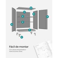 Archivador de Oficina, Armario Multifuncional, 2 Puertas, con Cerradura, Almacenamiento de Acero, para Sala de Estar, Gris Mate OMC013G01 - details 8