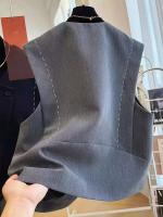 Ropa de temperamento 2025, chaleco retro coreano, camiseta sin mangas de color sólido para oficina para mujer - details 6