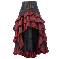 Falda de encaje Retro Steampunk para mujer, vestido Midi asimétrico, largo, Irregular, gótico, Victoriano, ribete con volantes, banquete - details 9