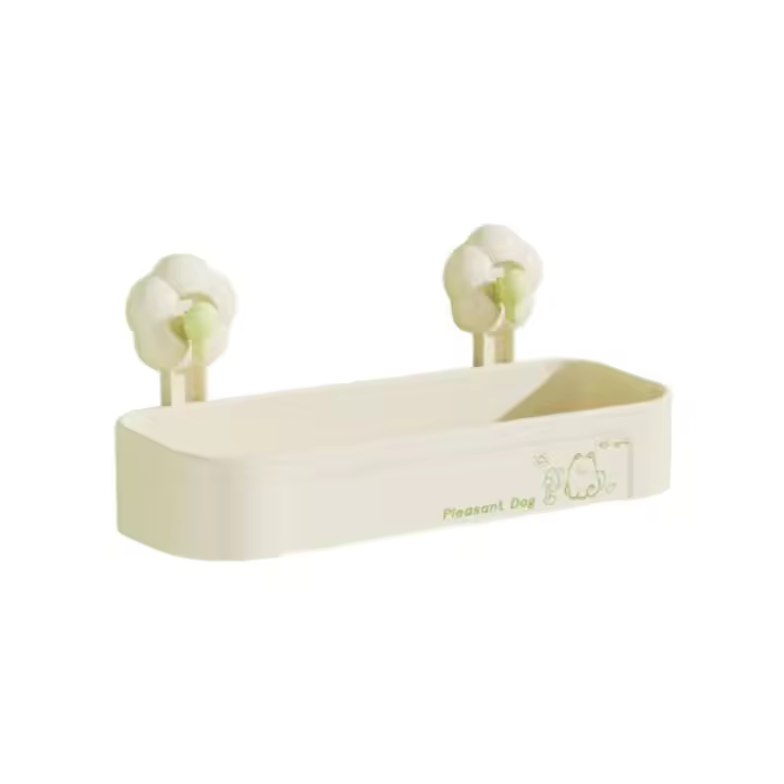 Estante con ventosa de flores Simple, orificio de drenaje, bonito soporte para jabonera, montado en la pared, ahorro de espacio, estantes de almacenamiento para baño y cocina - 1