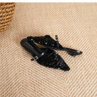 Zapatos planos de lentejuelas plateadas con punta puntiaguda Xiaoxiangfeng - details 21