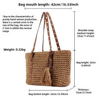 Bolso de Mano Tejido de Paja a la Moda para Mujer Bolso Bandolera de Gran Capacidad para Compras y Viajes Bolso de Playa Informal - details 0