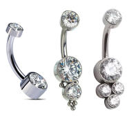 Barra de ombligo de circón de titanio g23, 14g, piercing interno roscado, anillos para el ombligo, joyería para el cuerpo, anillos para el ombligo, 1 ud. - details 1
