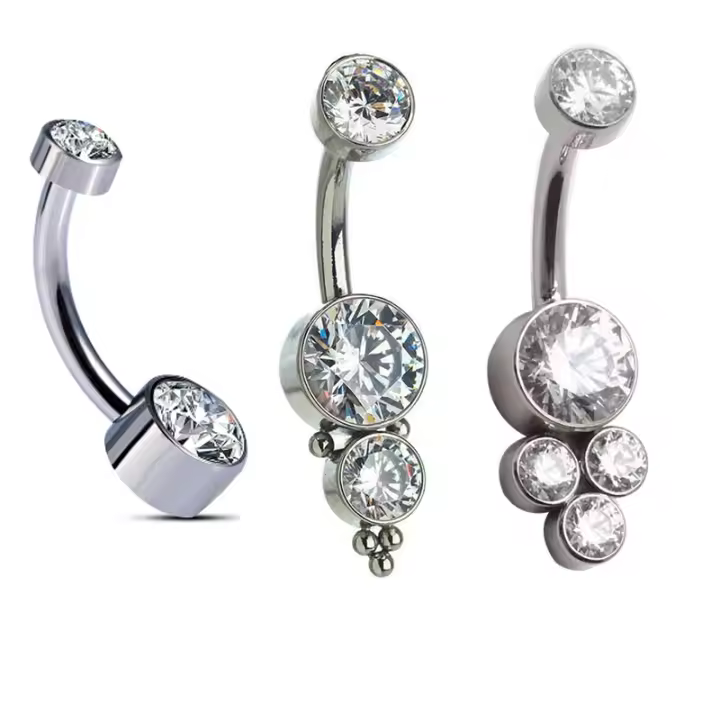 Barra de ombligo de circón de titanio g23, 14g, piercing interno roscado, anillos para el ombligo, joyería para el cuerpo, anillos para el ombligo, 1 ud. - 1