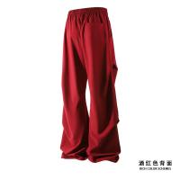 Pantalón plisado lateral de moda Pantalones casuales Pantalones rectos sólidos de cintura elástica para hombres Pantalones sueltos de seda de hielo de secado rápido Pantalones diarios - details 8