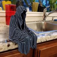 Resin Grim Reaper Sculpture Art Decorative Desk Figure Ornaments Mysterious Man Sitting For Home Desktop Decoration - details 4