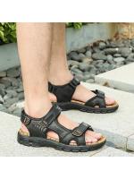 Sandalias de verano para hombre, gruesas, de capa, con puntera abierta, de cuero vacuno, zapatos de playa para hombre, suaves, de moda, de gran tamaño, para exteriores, informales. - details 5