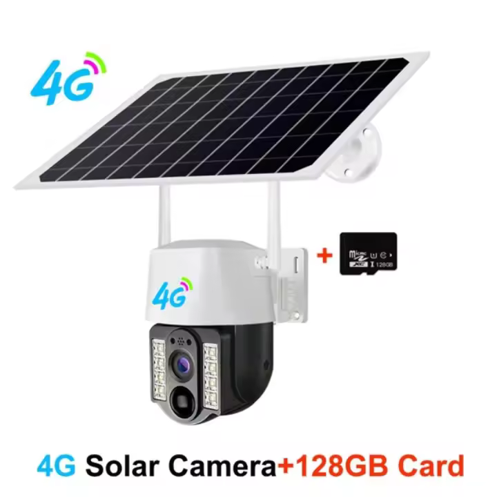 Cámara de Vigilancia Solar WIFI 4G Remota para Exteriores, Inalámbrica, Visión Nocturna HD a Todo Color, Cámara Inteligente - 1