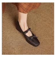 Nueva piel de oveja cabeza cuadrada estilo retro pequeños zapatos de cuero arco pedal boca poco profunda Mary Jane zapatos individuales - details 3