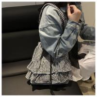 Bolso de hombro de estilo coreano Vintage con hojas de loto, bolso con cordón estampado a la moda, bolso de mano a cuadros bonito, bolsa de almacenamiento - details 6