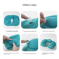 Almohada de viaje inflable en forma de U, prensa de mano suave para inflar la almohada, almohadilla portátil para reposacabezas para ahorrar espacio, turista - details 1