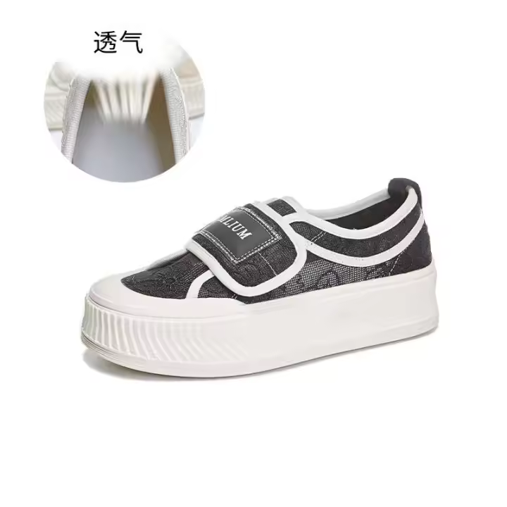 Zapatos deportivos de suela gruesa para mujer, zapatos para caminar a la moda con cordones y corte bajo, tenis blancos - 1