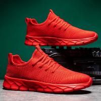 Zapatillas para correr al aire libre tejidas voladoras para hombre, calzado deportivo informal, cómodo, ligero y transpirable - details 4