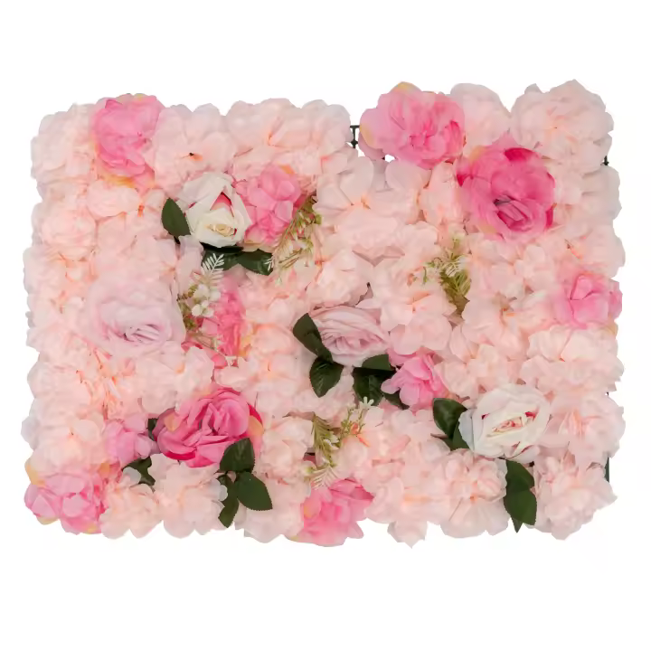 Paneles de flores artificiales para pared, decoración de fondo de boda, rosa pálido, 40x60 Cm, 20 piezas - 1