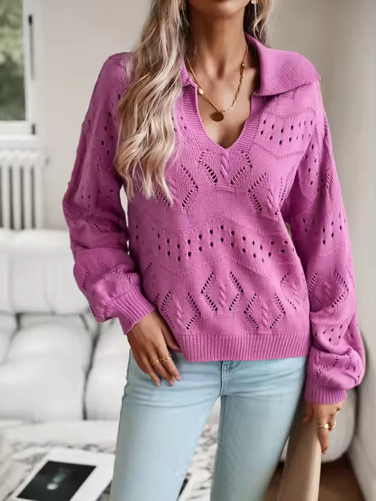 Flor amarilla hueca elegante para mujer, botón de moda más delgado, adorno de punto de Color sólido, 2023 - 1