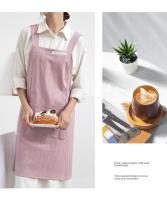 Delantal de cocina de estilo japonés nuevos, delantales de jardinería resistentes a las manchas con espalda cruzada, delantal de lino y algodón para mujer para adultos y niños - details 2