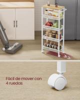 Carro de 4 Niveles, Carro Estrecho de Cocina con Ruedas, con Asa, para Espacio Reducido, 22 x 45,4 x 77 cm, para Cocina, Baño, Salón, Estudio, Marrón Rústico y Negro LRC033B01 - details 38