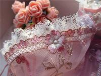 Exquisito conjunto de lencería de encaje transparente ultrafino rosa loto con bordado para mujer - details 19