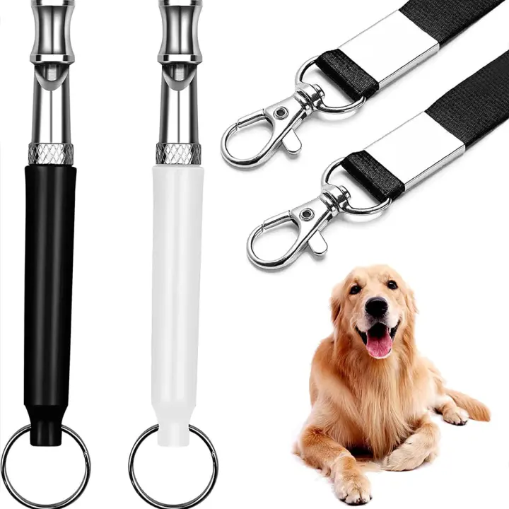 Kit de adiestramiento con silbato para perros, cuerda colgante con frecuencia ajustable para dejar de ladrar, 2 piezas - 1