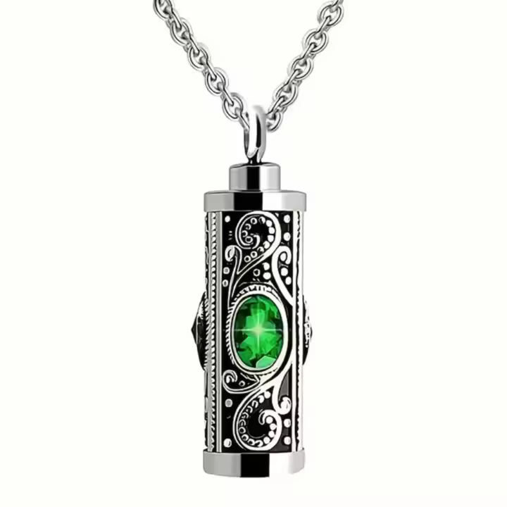 Collar de urna de cremación para cenizas Colgante conmemorativo de acero inoxidable - 1