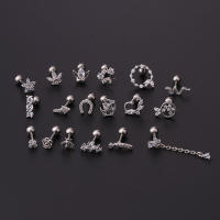 Pendientes de acero inoxidable para mujer, aretes con forma de flor de serpiente, abeja rosa, Placa dorada, piercings para niña, 2 unidades, 16g - details 2