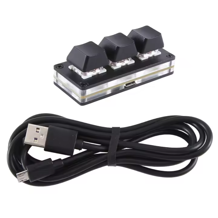 Teclado multimedia para juegos OSU Programación personalizada de 3 teclas Teclado macro Copiar Pegar Teclado mecánico HID (negro) - 1