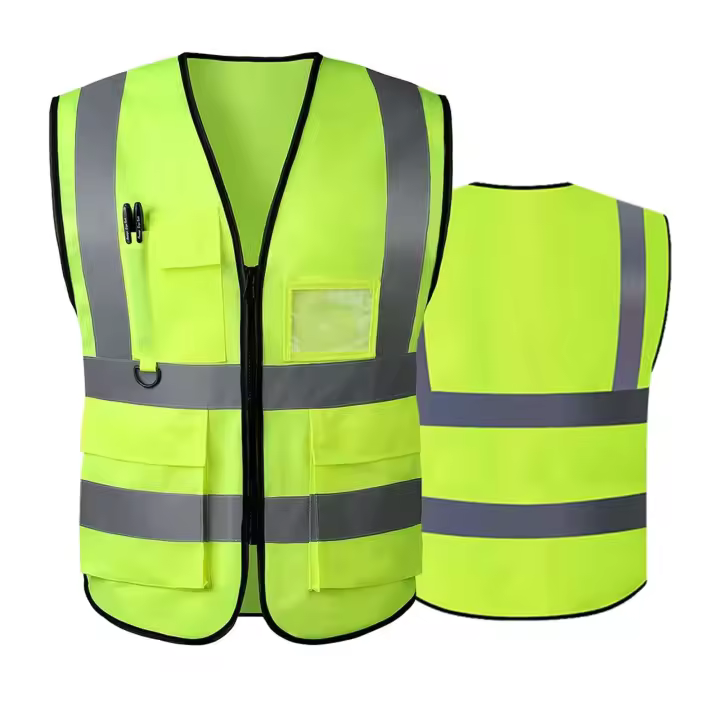 Deportes transpirable trabajo poli Hi Vis amarillo edificio icono bicicleta correr motocicleta seguridad chaleco reflectante con almacenamiento de teléfono - 1