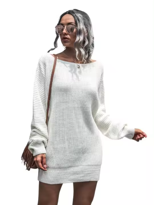 Vestido de ganchillo para mujer, corte holgado, un hombro, moda Otoño-Invierno 2025 - 1