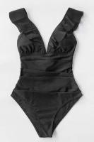 Bañador para Mujer Volante Cuello en V Fruncido Traje de Baño de Una Pieza - details 32