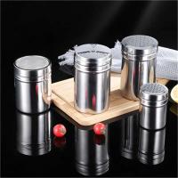 Tarro de acero inoxidable, sal, azúcar, botella de pimienta, tapa giratoria, soporte para palillos de dientes, lata de Aleminación para condimentos para barbacoa, cocina - details 0