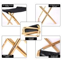 Silla para acampar al aire libre, silla plegable dorada de aleación de aluminio con bolsa, taburete, asiento, pesca, Camping - details 5