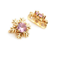10 Uds. De latón y circonita de Color dorado de 18K, 3 agujeros, pulseras con conexión de flores, collares, cuentas espaciadoras, fabricación de joyas Diy de alta calidad - details 29