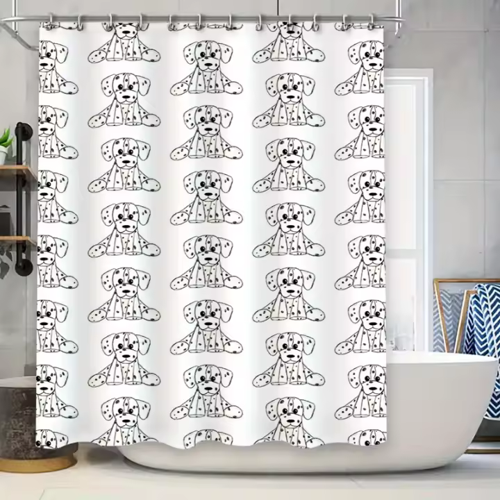 Cortina de ducha con estampado de perro elegante, decoración impermeable para el baño, decoración del hogar, Idea de regalo para amantes de las mascotas - 1