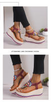 Tamaño grande para mujer, novedad de verano, sandalias coloridas con suela gruesa y tacón con diamantes de imitación - details 8