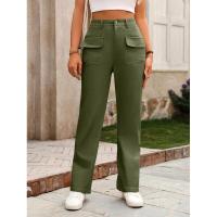 Pierna recta de cintura alta, pantalones sólidos, pantalones sueltos de estilo coreano de moda para mujer - details 12