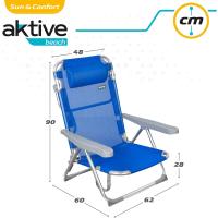 Playa Plegable, 5 Posiciones, Rayas Multicolor, 48x60x90 cm, Incluye cojín Acolchado, Asa Hombro, Soporta 110 kg, Topes antivuelco, Multiposición, Respaldo reclinable (62675) - details 16