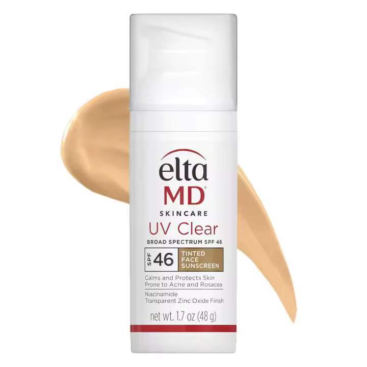 EltaMD UV Clear Face SPF 46 Protector solar teñido sin aceite con óxido de zinc, protector solar recomendado por dermatólogos, bomba de 1,7 oz - 1