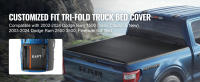 SucceBuy Cubierta plegable de cuatro pliegues para caja de camioneta, se adapta a Dodge Ram 1500 2002-2024 (incluidos modelos clásicos y nuevos), Dodge Ram 2500 3500 2003-2024, cama Fleetside de 6.4', interior de 6.4' x 5.5', negro - details 0