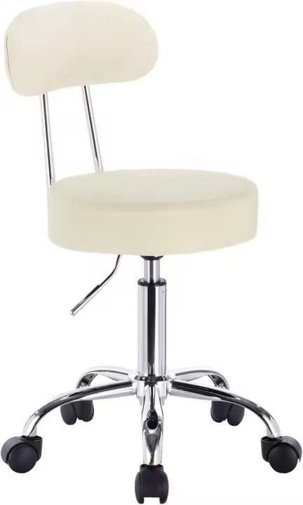Taburete de Trabajo de 1 Pieza Giratorio Taburete de Silla Giratoria Silla de Oficina con Respaldo de Altura Regulable en Blanco - 1