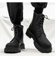 Hombres Botas De Herramientas De Locomotora Negra Botas De Cuero Informales Impermeables De Cuero Suave De Caña Alta - details 6