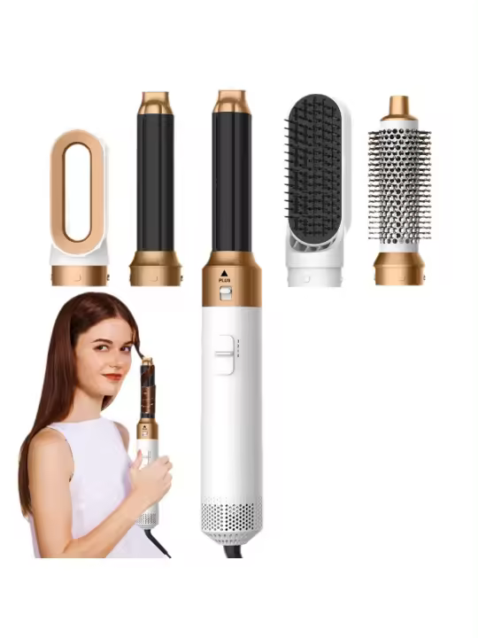 Cepillo secador de pelo, 5 accesorios para cabellos lisos y luminosos, ondas suaves o rizos marchos - 1