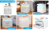 Rcynview  Mesa de Noche con Luz LED Madera, Suave, 16 Colores Ajustables, Enmontaje Requerido, Muebles y Organización - details 14