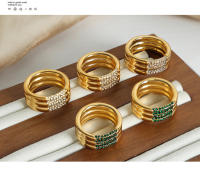 Nueva única Capa geométrica de Maple inoxidable anillo de circio cúbico de alta calidad de metal Textura de la joyería de moda Damas - details 6
