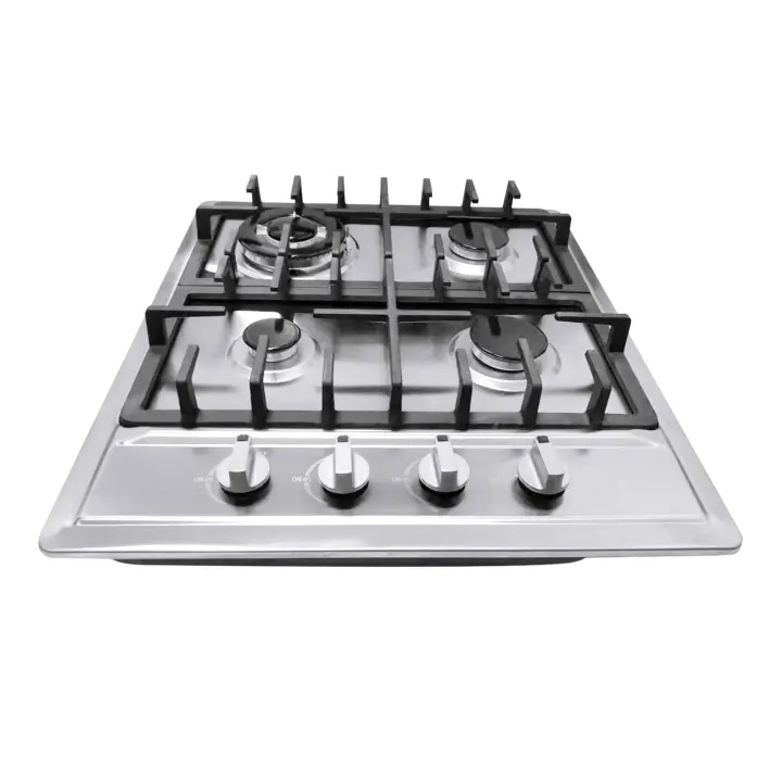 Encimera de gas de acero inoxidable con 4 quemadores, hornillo de gas empotrable para propano/gas natural, wok y cruz de cocina - 1