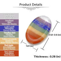 Piedra de Palma de 7 Chakras, Gema Natural tallada, piedra Ovalada para el pulgar, terapia de cristal, geometría, decoración del hogar, curación Reiki, 2,6 pulgadas - details 4