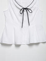 OUWU Top de Arco Decorativo Sólido de Color Elegante Cuello en V sin Mangas - details 5