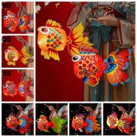 Linterna de Festival del Medio Otoño de pescado hecha a mano, linterna luminosa de loto de mediados de otoño, Kit de Material de linterna DIY de papel de estilo chino - details 5