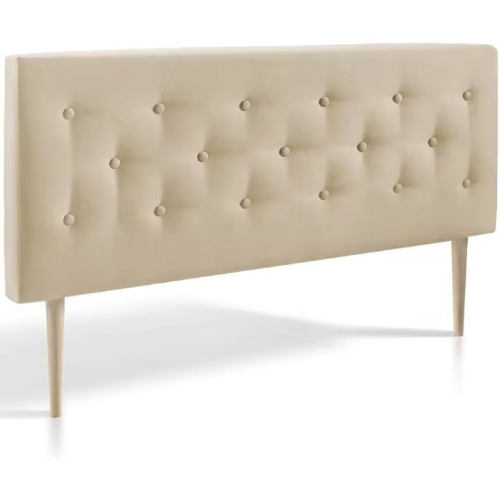 tapizado Oslo 140X100, capitone en Tela Beige, Patas de Madera - 1